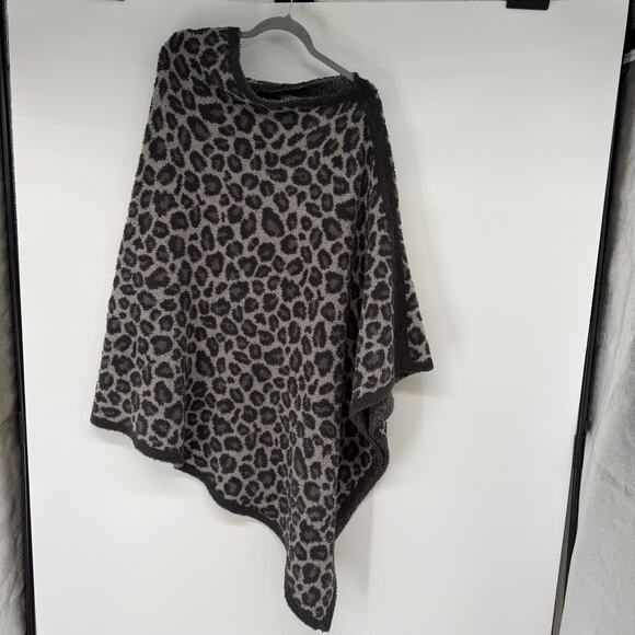 Barefoot Dreams CozyChic Leopard Print Poncho Womens OS Plus Asymmetrical Hem - Picture 1 of 6